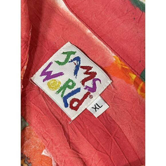 Vintage Jams World Fire Daisy Hawaiian Button Up Shirt Floral Mens Size XL - Picture 4 of 10